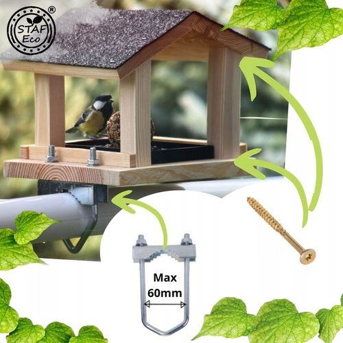 Karmnik dla ptaków na balkon uchwyt + WYSUWANA SZUFLADA - Producent na Arena.pl