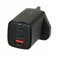 Ładowarka sieciowa GaN iBOX C-65 PD65W, USB-C, kabel USB-C wtyczka UK Black