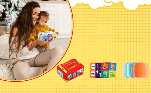 SORTER PUDEŁKO Z CHUSTECZKAMI ZWIERZĄTKA PLUSZOWE MONTESSORI SENSORYCZNE na Arena.pl