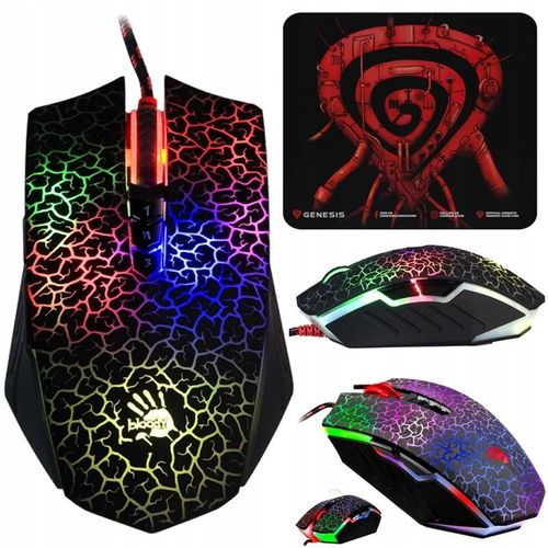 MYSZKA PODŚWIETLANA GAMINGOWA DLA GRACZY A4TECH A70 PRZEWODOWA + PODKŁADKA na Arena.pl