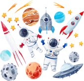 KOSMOS zestaw NAKLEJKI na ścianę do pokoju dziecka M