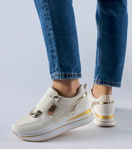Beżowe wsuwane sneakersy na platformie Sages 40 na Arena.pl