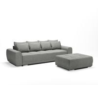 Kanapa Rozkładana Sofa z Funkcją Spania i Pojemnikiem Dakota Szara