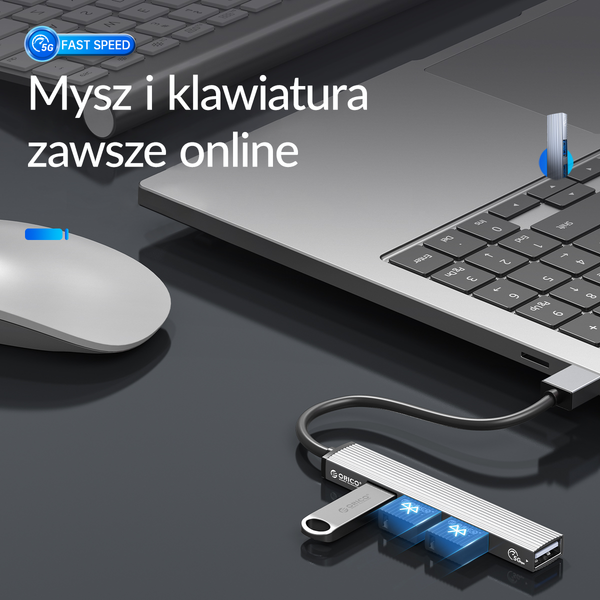 Orico Hub USB-A 5Gbps 3*USB-A, microSD, alu zdjęcie 7