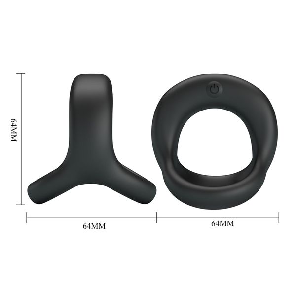 Pretty Love - Vibrant Penis Ring Elliott Black, 10 Vibration Functions zdjęcie 8