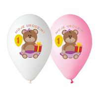 balon premium moje 1 urodziny miś dziewczynka