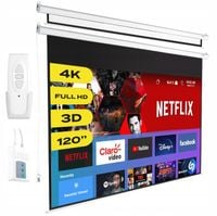 EKRAN PROJEKCYJNY ELEKTRYCZNY ŚCIENNY 266x149 CM 120" DUŻY FULL HD + PILOT