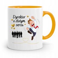 Dla Dyrektora Kubek Żółty O Złotym Sercu Prezent Z Nadrukiem Ze Zdjęciem