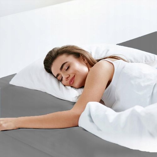 Bawełniane Prześcieradło z Gumką 160x200 Miękkie Kolor Jasnoszary na Arena.pl