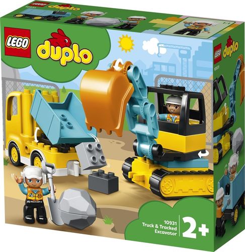 LEGO Duplo Plac Budowy Wywrotka Ciężarówka i Koparka Gąsienicowa Klocki 2+ na Arena.pl