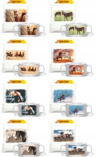 Zestaw PODUSZKA + KUBEK nadruk z KONIEM KOŃ IDEALNY PREZENT URODZINOWY na Arena.pl