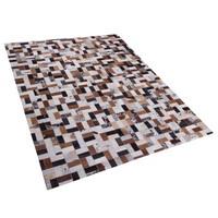 Dywan patchwork skórzany 160 x 230 cm brązowo-beżowy CESME