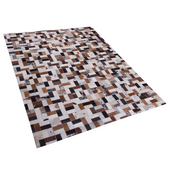 Dywan patchwork skórzany 160 x 230 cm brązowo-beżowy CESME