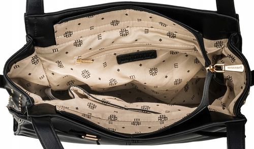 TOREBKA DAMSKA MONNARI Czarna Na Ramię SHOPPER Ćwieki Dżety DŁUGI PASEK na Arena.pl