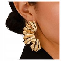 Kolczyki Sztyfty Nieregularne Kolor Złote Wachlarze Stal Nierdzewna 54mm