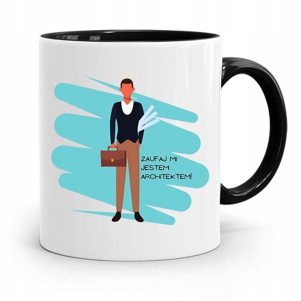 Kubek Czarny Architekta Zaufaj Jestem Architektem Z Nadrukiem Ze Zdjęciem zdjęcie 1