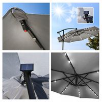 PARASOL ogrodowy DUŻY SKŁADANY SOLIDNY z WYSIĘGNIKIEM LAMPKI SOLARNE LED