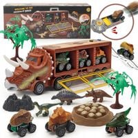 TIR CIĘŻARÓWKA z NAPĘDEM LAWETA DINOZAURY WYRZUTNIA EFEKTY FIGURKI 14 ele