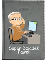 KALENDARZ A6 2026 TYGODNNIOWY PLANER nadruk prezent SUPER DZIADEK + imię