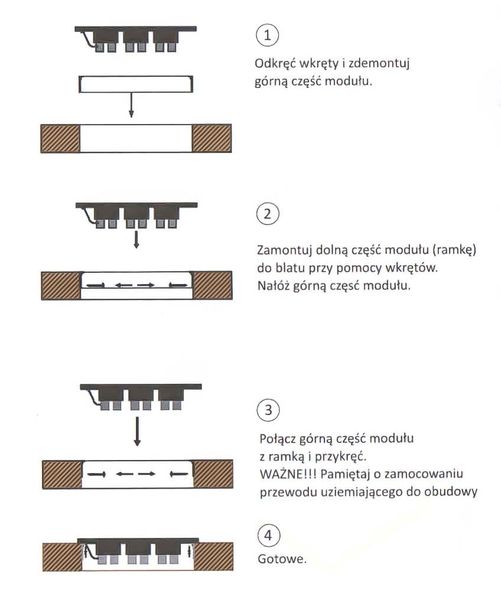 Przedłużacz gniazdo multiport FLEXPORT biurowy wpuszczany 3 gniazda, 1,7m, czarny zdjęcie 5
