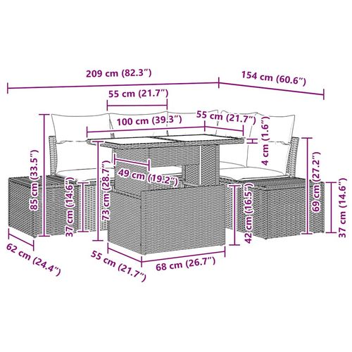 Zestaw Sof na Ogród 5 pcs Jasnoszary 100 x 55 x 73 cm na Arena.pl
