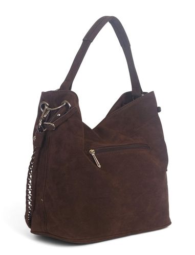 Flora&Co Paris Czekoladowa zamszowa torebka Worek Łańcuszek + Pasek Zamsz na Arena.pl