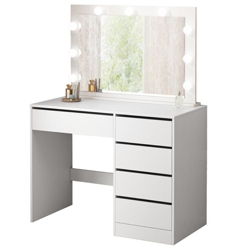 Toaletka kosmetyczna do makijażu wizażu z lustrem led białą glamour na Arena.pl