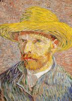 Plakat 50x70cm Self-Portrait with a Straw Hat, Van Gogh Vintage