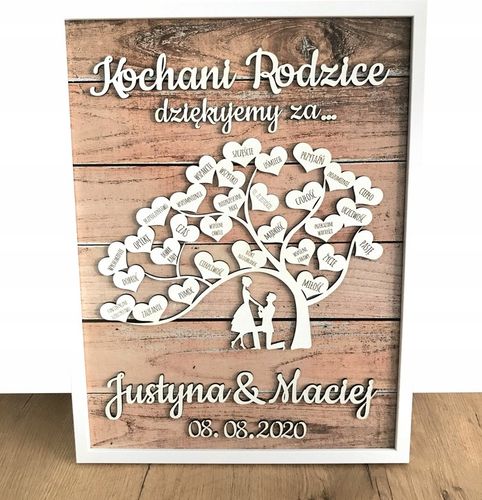 PODZIĘKOWANIE DLA RODZICÓW NA ŚLUB WESELE PREZENT MAMY TATY PAMIĄTKA DUŻA na Arena.pl