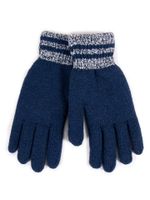 Rękawiczki męskie dwuwarstwowe granatowe z paskami 24 YOCLUB