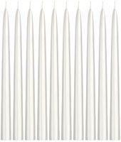 ŚWIECZKI ŚWIECE STOŁOWE STOŻKOWE BIAŁE PERŁOWE METALIZOWANE ŚLUB 24CM
