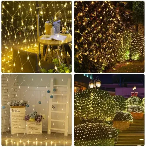 Siatka świetlna kurtyna 100 led lampki święta zewnętrzne biała ciepła 1x2m na Arena.pl