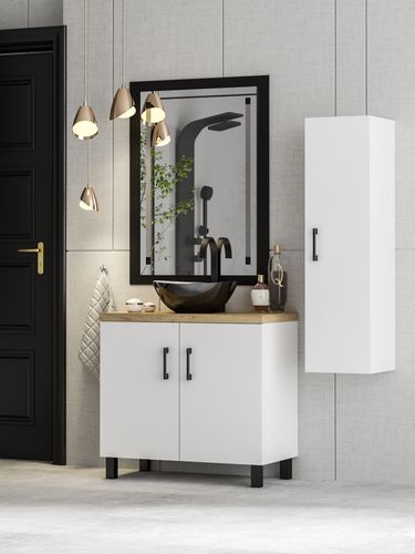 ZESTAW MEBLI LAZIENKOWYCH 50 szafka umywalka słupek w. (W3) + EC na Arena.pl