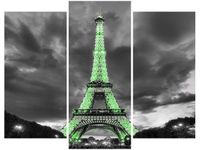 70 90CM OBRAZ 3 ELEM LIMONKOWA WIEŻA EIFFLA ŚCIENNY DRUK PŁÓTNO