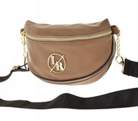 Laura Biaggi torebka nerka listonoszka groszek brązowy lamówka grafit JP72