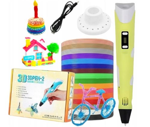 NAJNOWSZY DŁUGOPIS 3D DLA DZIECI DRUKARKA 3D PEN MAGICZNY ŻÓŁTY + WKŁAD 10M na Arena.pl