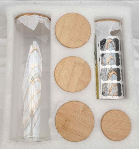 Słoiki Z Bambusowymi Pokrywkami 2,1 1 0,5 0,3 L 6S na Arena.pl