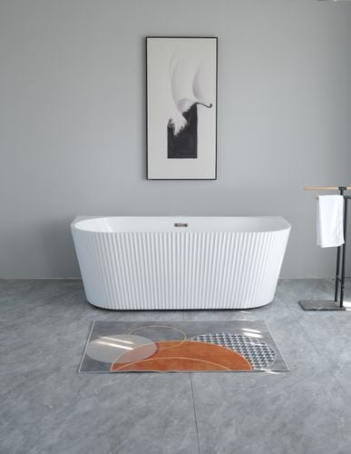 Wanna Pari 170 x 75 x 58 cm wolnostojąca przyścienna w prążki biała z przelewem na Arena.pl