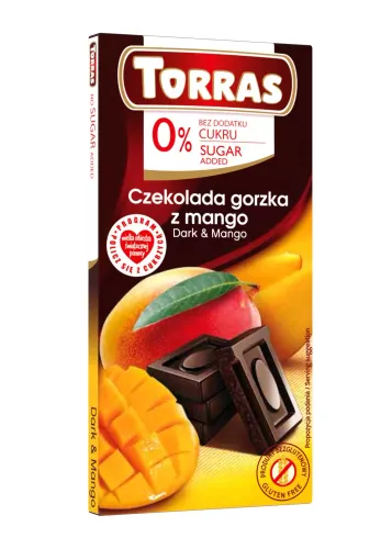 Czekolada Gorzka Z Mango BEZ Dodatku CukrÓw Bezglutenowa 75 g - Torras na Arena.pl