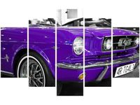 70 100CM OBRAZ 5 ELEM FIOLETOWY MUSTANG DRUK PŁÓTNO