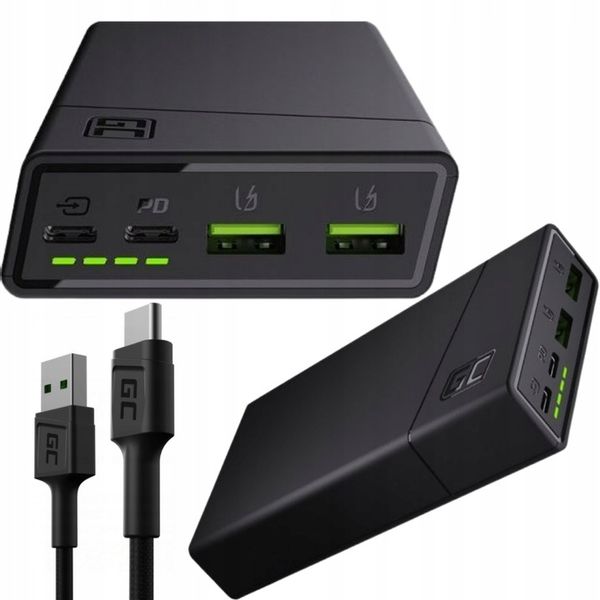 POWERBANK GREEN CELL DUŻA POJEMNOŚĆ 20000 mAh CZARNY 18W SZYBKIE ŁADOWANIE zdjęcie 1