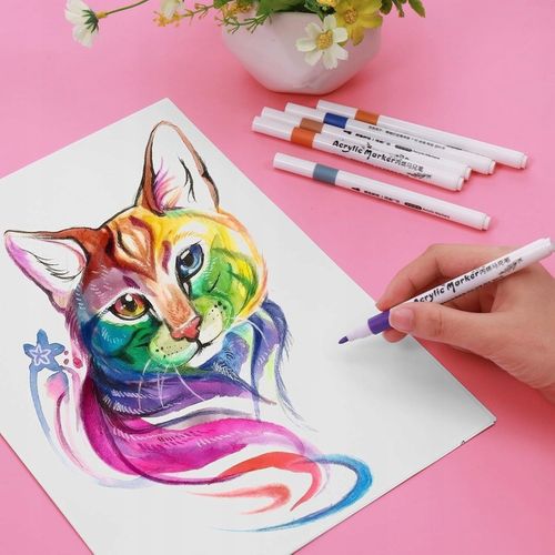 MARKERY AKRYLOWE 24 KOLORY PISAKI FLAMASTRY DO KAMIENI DREWNA TKANIN SZKŁA na Arena.pl