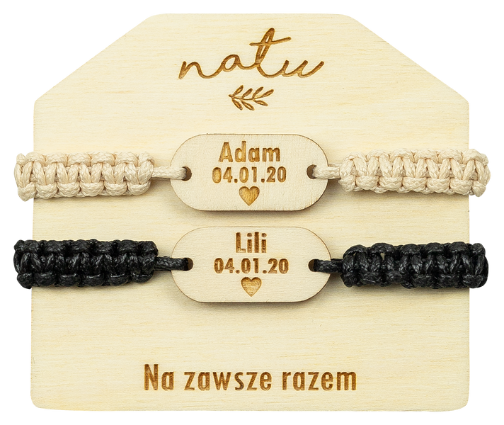 Zestaw bransoletek dla pary grawer imię data PREZENT Natu zdjęcie 1