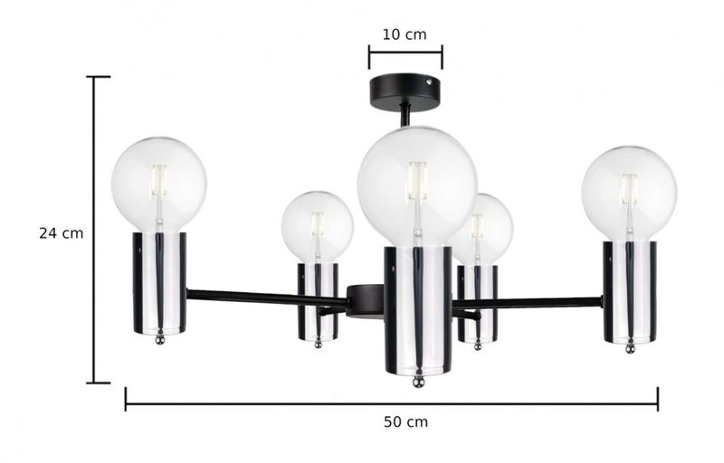 Lampa sufitowa 5xE27 ARDE BLACK/SILVER zdjęcie 3