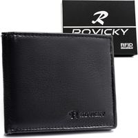 mały, czarny portfel męski ze skóry naturalnej wyposażony w system rfid