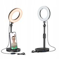 Lampa pierścieniowa na biurko z teleskopowym stojakiem