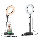 Lampa pierścieniowa na biurko z teleskopowym stojakiem