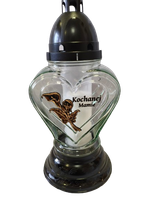 Znicz szklany "Kochanej Mamie" z złotą kalią