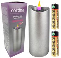 ŚWIECZKA WKŁAD DO ZNICZA EFEKT PŁOMIENIA 15 CM SREBRNA