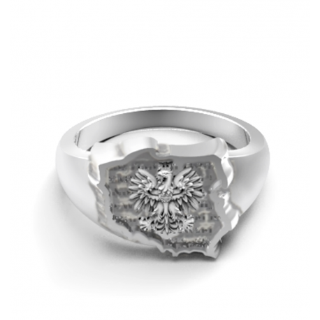 SREBRNY SYGNET Z ORŁEM NA TLE MAPY PRÓBA SREBRA 925 GRAWER GRATIS zdjęcie 2